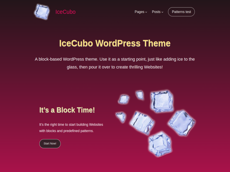 IceCubo WordPress theme - raspberry style