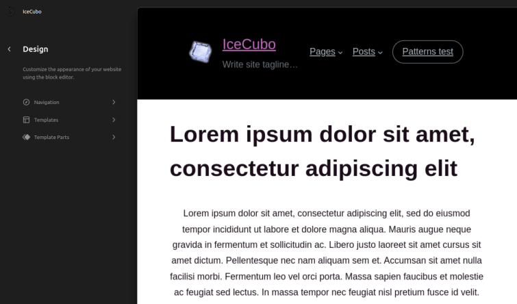 Site Editor navigaton