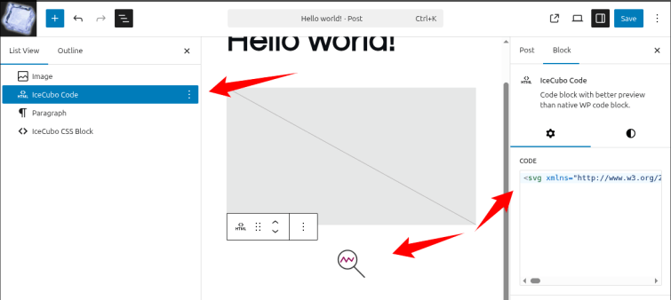 IceCubo's code block