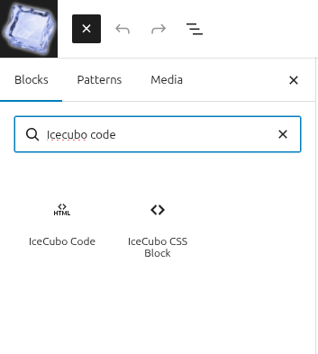 insert the IceCubo code blocks