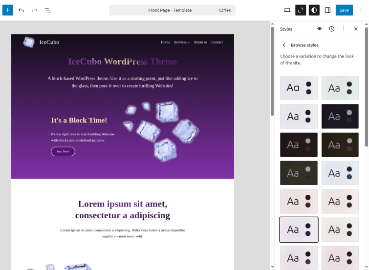 Preview available global styles