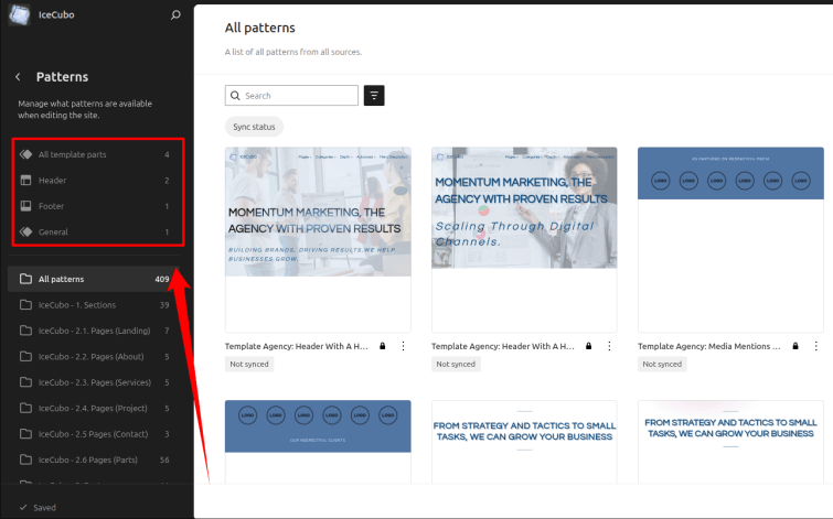 Access template parts