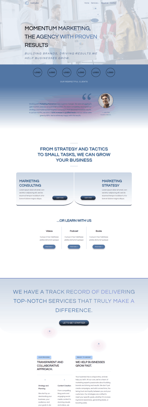 IceCubo Theme Template Agency - Front page