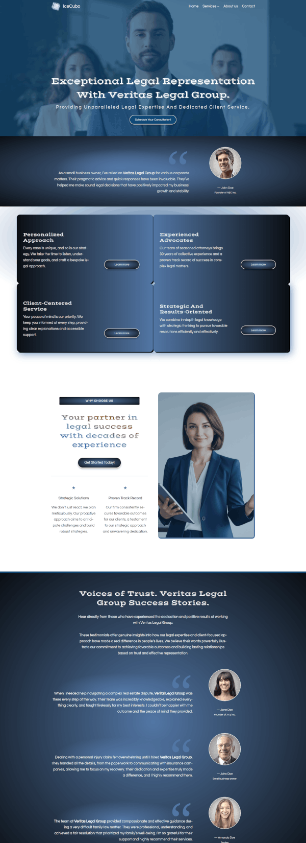 IceCubo theme - Front page template - Attorney 1