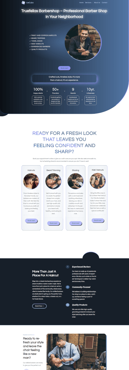 IceCubo theme - Front page template - Barber Shop 2