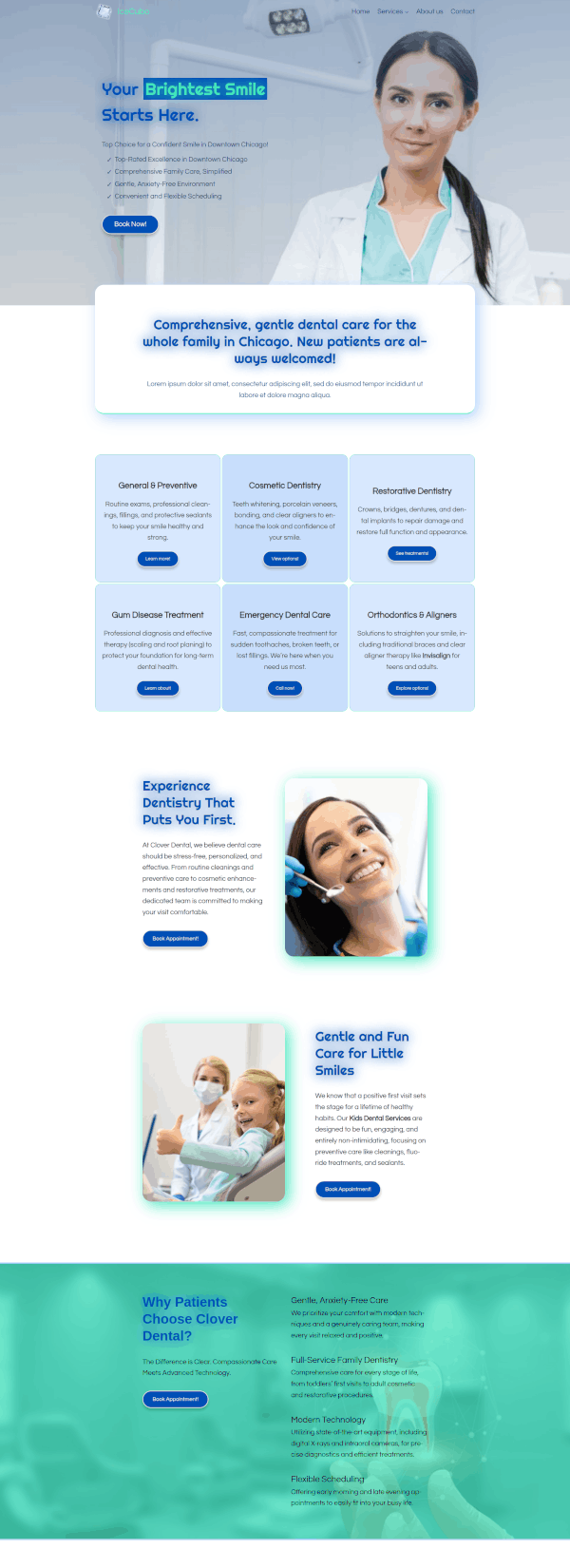 IceCubo theme - Front page template - Dentist 1