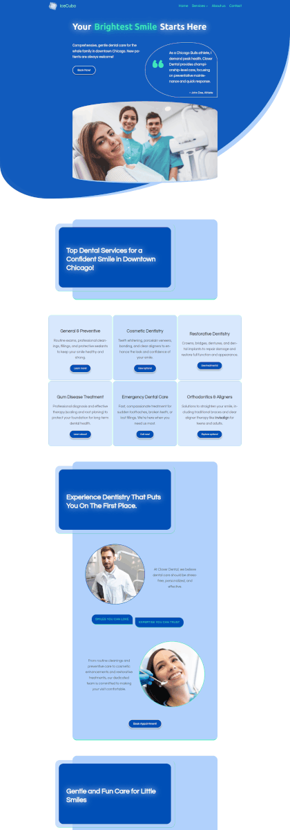 IceCubo theme - Front page template - Dentist 2