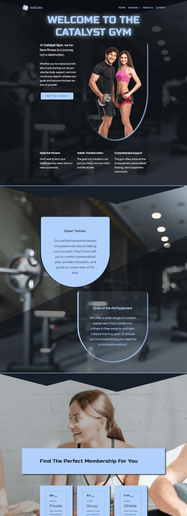 IceCubo theme - Front page template - Gym 1