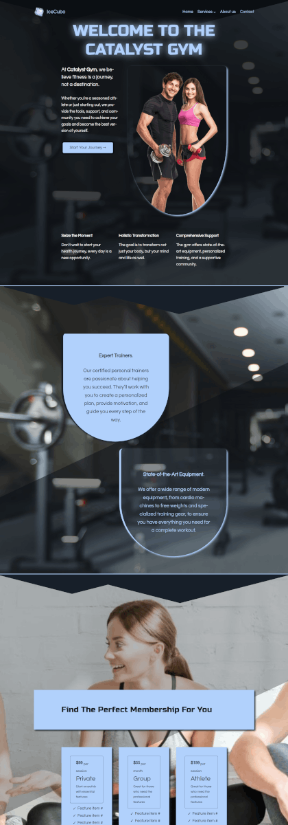 IceCubo theme - Front page template - Gym 2