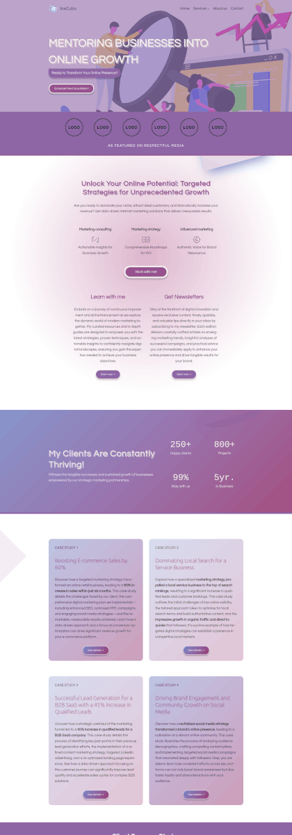 IceCubo theme - Front page template - Marketer 2