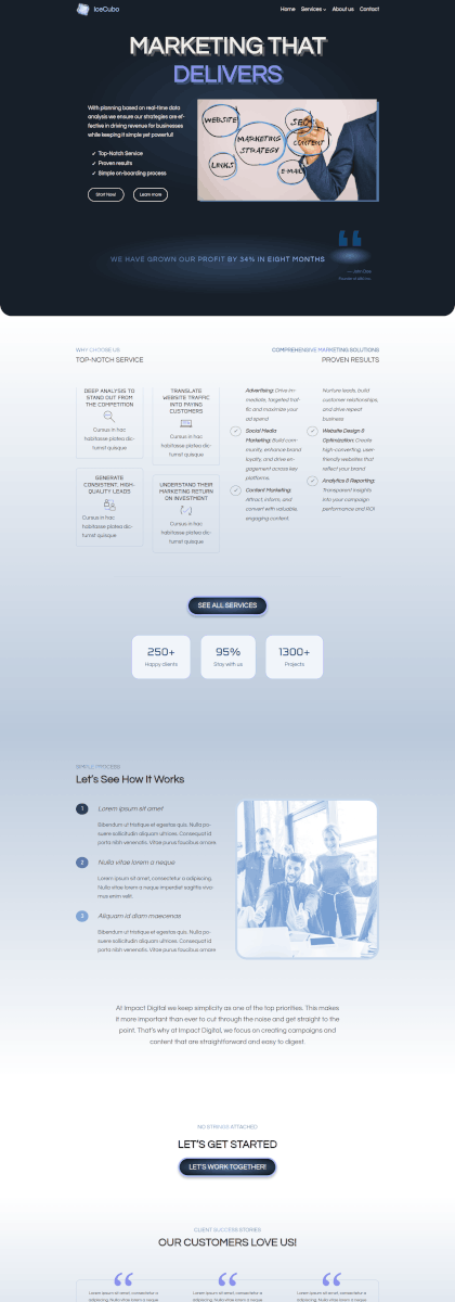 IceCubo theme - Front page template - Marketing 2