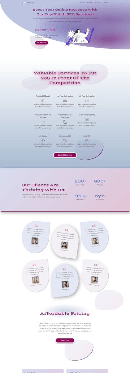 IceCubo theme - Front page template - SEO 2