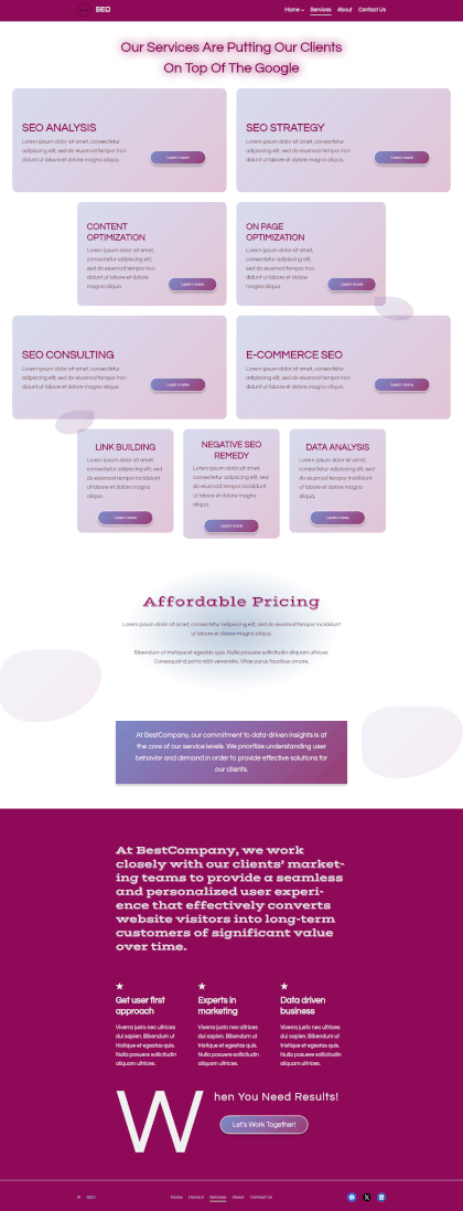 IceCubo theme - SEO template - Services page