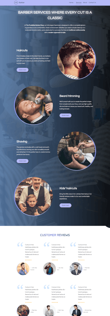 IceCubo Theme, Template - Barber, Page - Services
