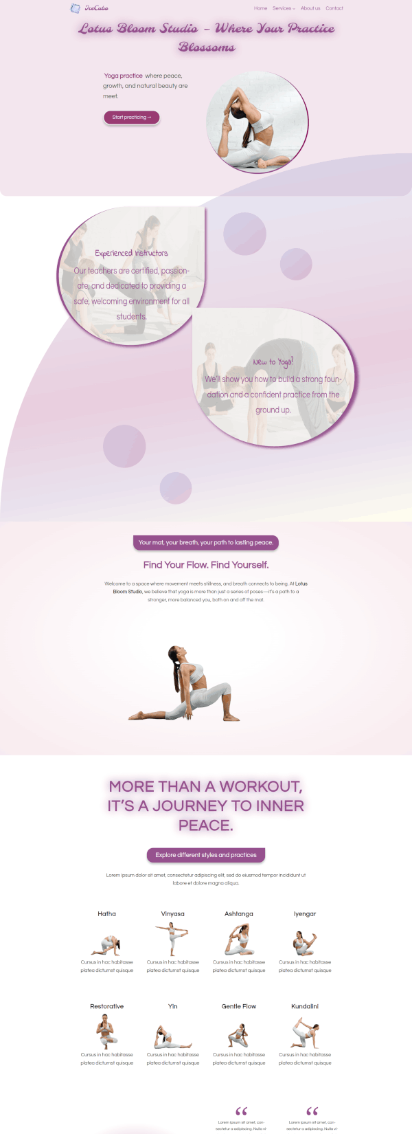 IceCubo theme - Front page template - Yoga 1
