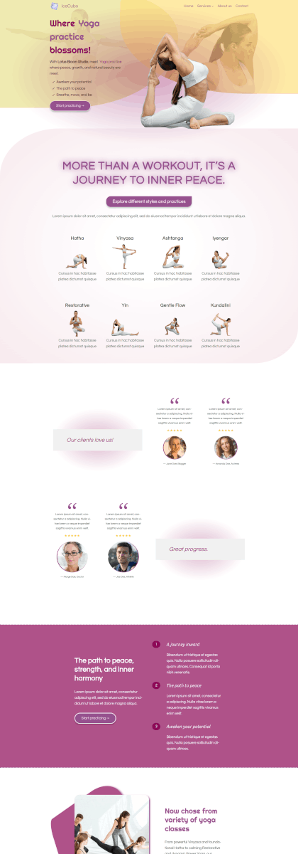 IceCubo theme - Front page template - Yoga 2