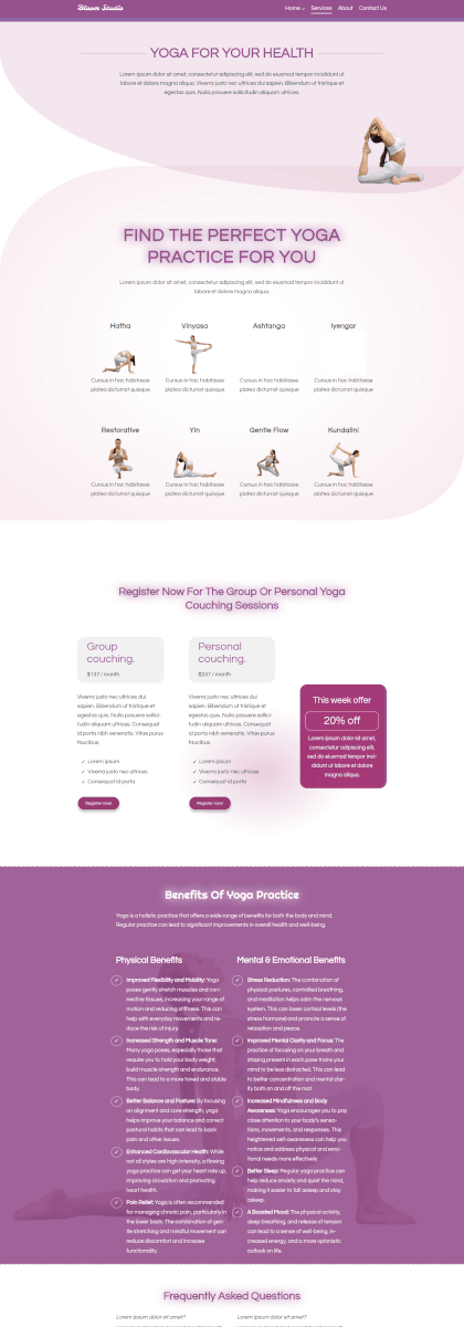 IceCubo theme - Yoga template - Services page
