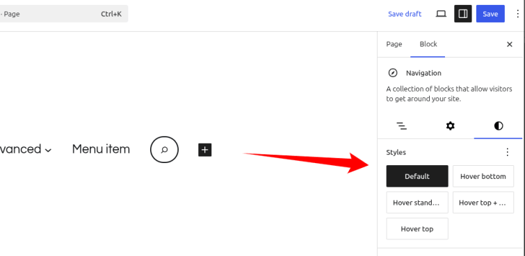 navigation block styles
