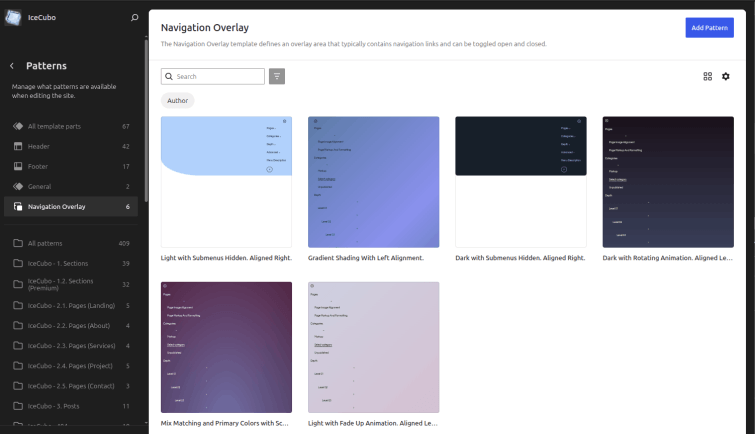 Navigation mobile overlay with IceCubo theme