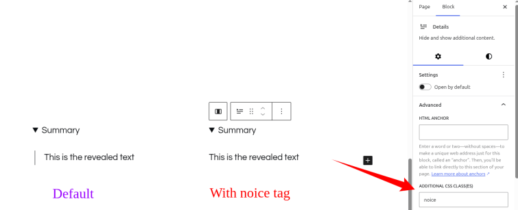 "noice" CSS tag for the IceCubo's details block