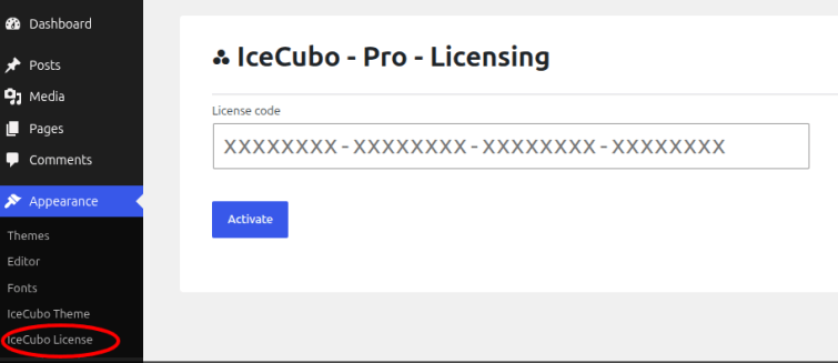 Enter the license code