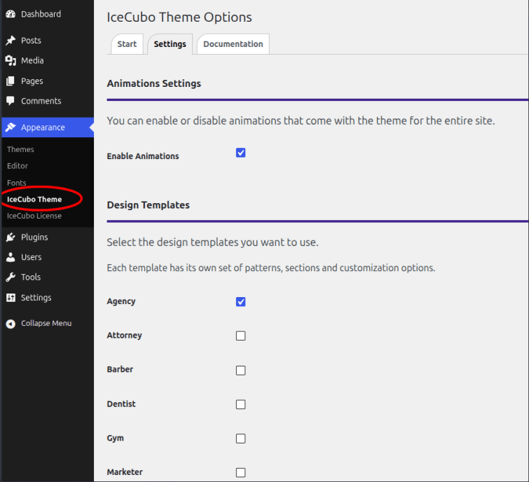 Settings for the IceCubo Pro plugin
