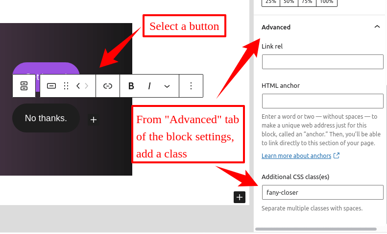 close a Float Any panel with a button inside the content