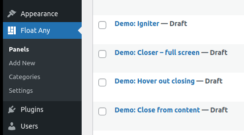 Float Any panels imported as drafts