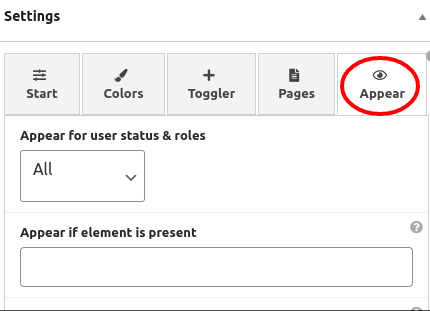Float any settings - appearance tab