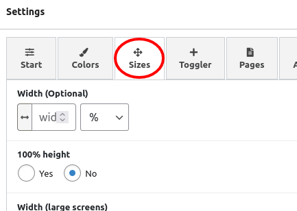 Float any settings - sizes tab