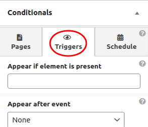 FloatAny conditionals - Triggers tab