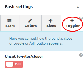 FloatAny settings - toggler tab