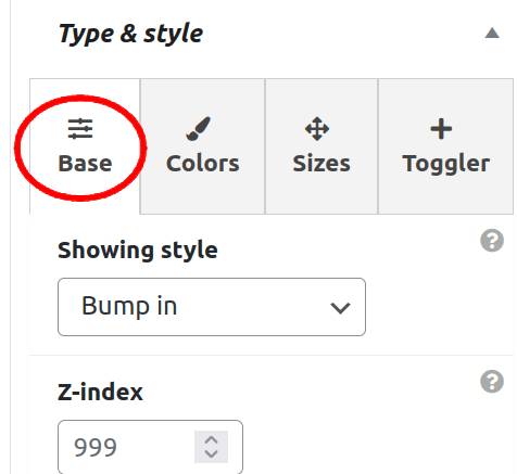 Type & style - Base options for the MaxBoxy panel