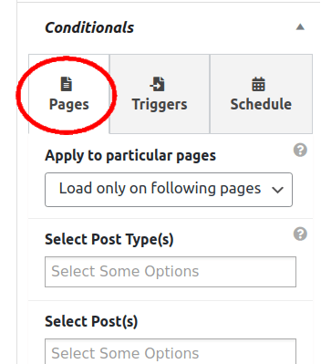 MaxBoxy panel - Conditionals pages options
