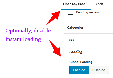 Enable/disable instant loading over the site