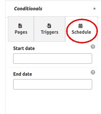 MaxBoxy panel - Conditionals schedule options