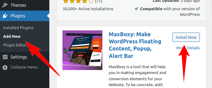 Search for the plugin and install it