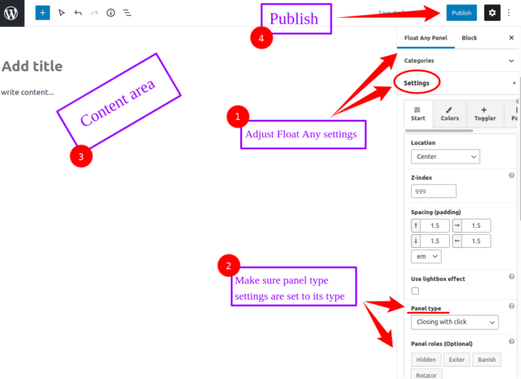 how add floating WordPress
